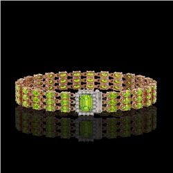 25.34 ctw Peridot & Diamond Bracelet 14K Rose Gold - REF-318M2G