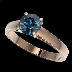 1.22 ctw Certified Intense Blue Diamond Engagment Ring 10k Rose Gold - REF-120M3G