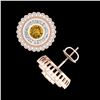 Image 3 : 2.61 ctw Intense Fancy Yellow Diamond Art Deco Earrings 18k Rose Gold - REF-300X2A