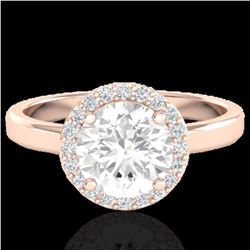 1.75 ctw Halo VS/SI Diamond Certified Micro Pave Ring 14k Rose Gold - REF-490N9F
