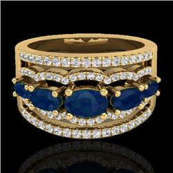 2.25 ctw Sapphire & Micro Pave VS/SI Diamond Designer Ring 10k Yellow Gold - REF-81H8R
