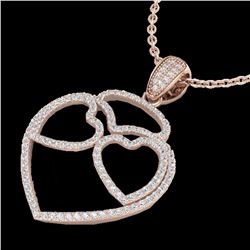 1.20 ctw Micro Pave VS/SI Diamond Heart Necklace 14k Rose Gold - REF-110H9R
