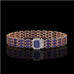 28.74 ctw Sapphire & Diamond Bracelet 14K Rose Gold - REF-318H2R