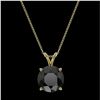 Image 3 : 2.50 ctw Fancy Black Diamond Solitaire Necklace 10k Yellow Gold - REF-60X3A