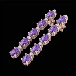 15.47 ctw Amethyst & VS/SI Certified Diamond Tennis Earrings 10k Rose Gold - REF-75W6H