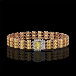 20.93 ctw Citrine & Diamond Bracelet 14K Rose Gold - REF-318F2M