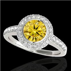 1.5 ctw Certified SI/I Fancy Intense Yellow Diamond Ring 10k White Gold - REF-204K5Y