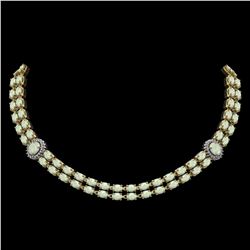30.05 ctw Opal & Diamond Necklace 14K Yellow Gold - REF-527M3G