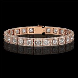 15.87 ctw Princess Cut Diamond Micro Pave Bracelet 18K Rose Gold - REF-2171X9A