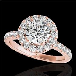2 ctw Certified Diamond Solitaire Halo Ring 10k Rose Gold - REF-231N8F