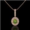 Image 2 : 4.22 ctw Tourmaline & Diamond Victorian Necklace 14K Rose Gold - REF-134R2K