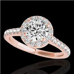 1.70 ctw Certified Diamond Solitaire Halo Ring 10k Rose Gold - REF-257Y8X