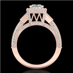 3.53 ctw Princess VS/SI Diamond Micro Pave 3 Stone Ring 18k Rose Gold - REF-540A9N