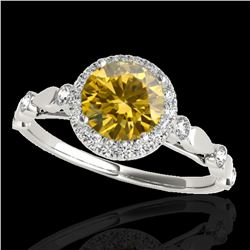 1.25 ctw Certified SI/I Fancy Intense Yellow Diamond Ring 10k White Gold - REF-177H3R