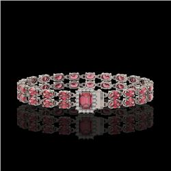 16.97 ctw Tourmaline & Diamond Bracelet 14K White Gold - REF-236R4K