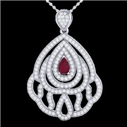 2 ctw Ruby & Micro Pave VS/SI Diamond Necklace 18k White Gold - REF-180A2N