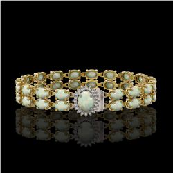 17.42 ctw Opal & Diamond Bracelet 14K Yellow Gold - REF-336F4M