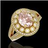 Image 1 : 3.95 ctw Certified Morganite & Diamond Victorian Ring 14K Yellow Gold - REF-176A8N