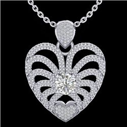 3 ctw Micro Pave VS/SI Diamond Certified Heart Necklace 14k White Gold - REF-477R3K