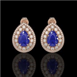 9.74 ctw Certified Sapphire & Diamond Victorian Earrings 14K Rose Gold - REF-247K5Y