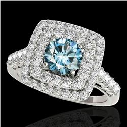 2.05 ctw SI Certified Fancy Blue Diamond Halo Ring 10k White Gold - REF-169M3G