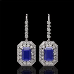14.16 ctw Sapphire & Diamond Victorian Earrings 14K White Gold - REF-318N2F