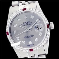 Rolex Ladies Stainless Steel, Diam Dial & Diam/Ruby Bezel, Sapphire Crystal