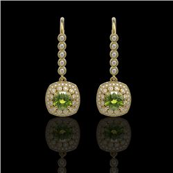 4.5 ctw Tourmaline & Diamond Victorian Earrings 14K Yellow Gold - REF-172K8Y