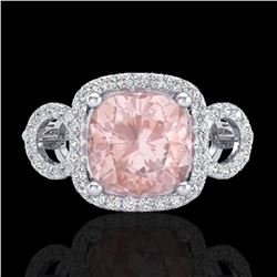 2.75 ctw Morganite & Micro VS/SI Diamond Certified Ring 18k White Gold - REF-83A3N
