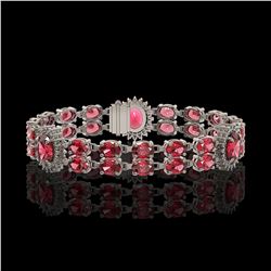 17.79 ctw Tourmaline & Diamond Bracelet 14K White Gold - REF-290F5M
