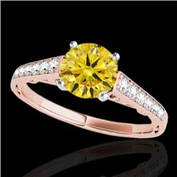 1.35 ctw Certified SI/I Fancy Intense Yellow Diamond Ring 10k Rose Gold - REF-177A3N