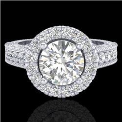 2.25 ctw Vintage VS/SI Diamond Halo Ring 14k White Gold - REF-541W8H