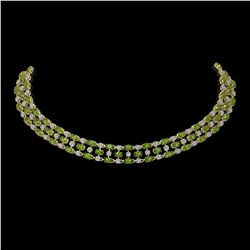 37.97 ctw Tourmaline & Diamond Necklace 10K Yellow Gold - REF-627W3H