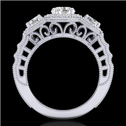 2.16 ctw VS/SI Diamond Solitaire Art Deco 3 Stone Ring 18k White Gold - REF-298M5G