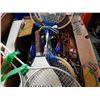 Image 3 : BOX OF TOOLS, SCRAPER, DRILL BITS, TENNIS, BADMINTON RACKETS