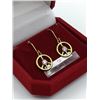 Image 2 : STERLING SILVER PLATED CZ "PEACE-SIGN" EARRINGS - RETAIL $60