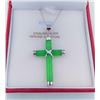 Image 2 : STERLING SILVER GENINE JADE CROSS PENDANT W/ STERLING CHAIN W/ APPRAISAL $450