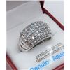 Image 2 : STERLING SILVER GENUINE AQUAMARINE  AND WHITE SAPHIRE RING W/ APPRAISAL $1305 - SIZE 8, 49 (0.5CTS) 