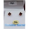 Image 1 : 14KT WHITE GOLD 3.8x3.8mm GENUINE GARNET STUD EARRINGS W/ APPRAISAL $630, 0.75CTS GARNET