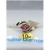 Image 1 : 10KT YELLOW GOLD 5.75x4.11mm GENUINE RUBELLITE AND DIAMOND RING W/ APPRAISAL $2000, SIZE 7, 0.5CTS R