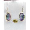 Image 2 : 14KT YELLOW GOLD 14x10mm GENUINE MYSTIC QUARTZ EARRINGS W/ APPRAISAL $1520 - 14CTS OF QUARTZ