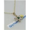 Image 2 : 10KT YELLOW GOLD 2.75mm GENUINE EMERALD AND CZ PENDANT W/ STERLING CHAIN W/ APPRAISAL $855 - 0.06CTS