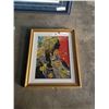 Image 1 : CLOISONNE STYLE FRAMED PICTURE OF LADY - FRAME DIMEMSIONS APPROX 21 X 17 INCHES
