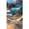 Image 2 : 2 BASKETS AND BOX OF HOUSE HOLD ITEMS - YETI AND OTHER MUGS, BAR WARE, KITCHEN SUPPLIES, TABLE RUNNE