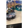 Image 1 : Hot wheels car case, with fisher price house, bat cave and figures