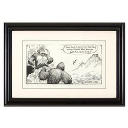 Bizarro, "Queen Kong" is a Framed Original Pen & Ink Drawing by Dan Piraro, Hand Signed with Letter 