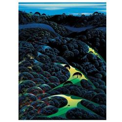 Eyvind Earle (1916-2000), "Three Pastures On A Hillside" Limited Edition Serigraph on Paper; Numbere