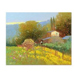 Ming Feng, "Daisy Garden" Original Oil Painting on Canvas, Hand Signed with Letter of Authenticity.