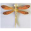 Image 1 : 18k Gold Enamel & Pearl DRAGONFLY Brooch Pin #1444445