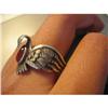 Image 1 : Arts & Crafts Silver Carved Bird Ring #1444689